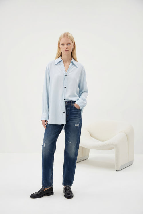 Bottega Veneta Spring/Summer 2023 Baby Blue Viscose Shirt