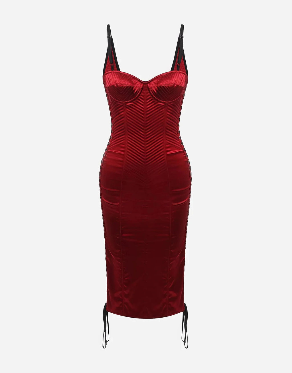 Dolce & Gabbana | Red Satin Corset Midi Dress
