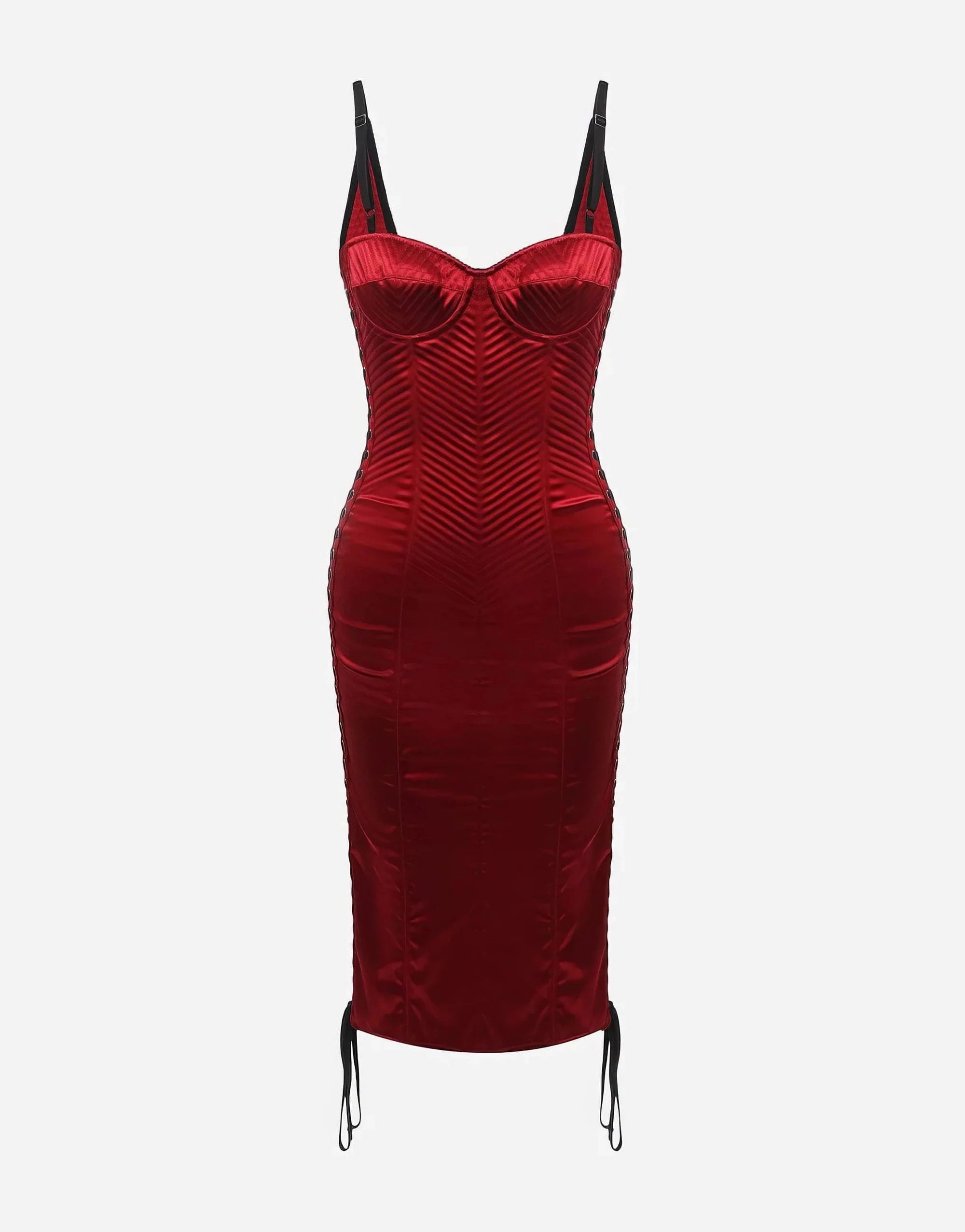 Dolce & Gabbana | Red Satin Corset Midi Dress