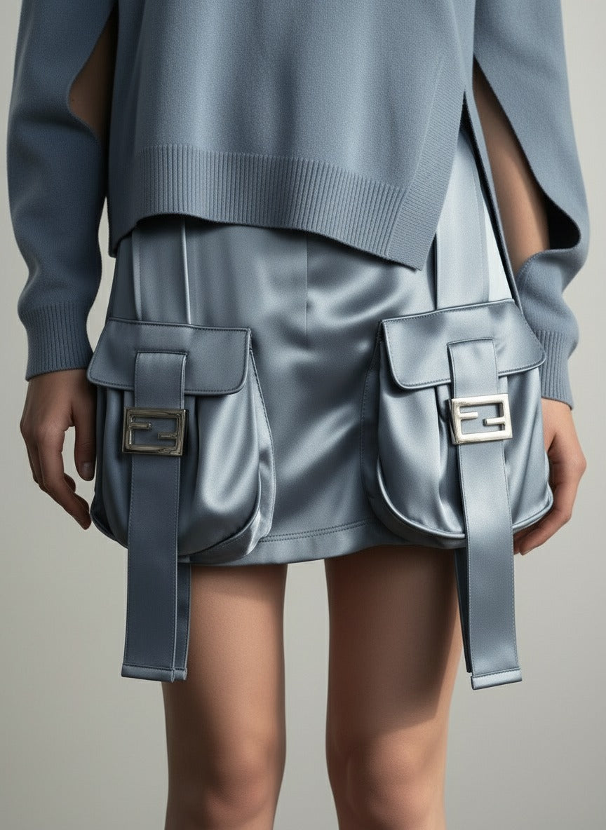 Fendi Satin Cargo Mini Skirt (Resort 2023)