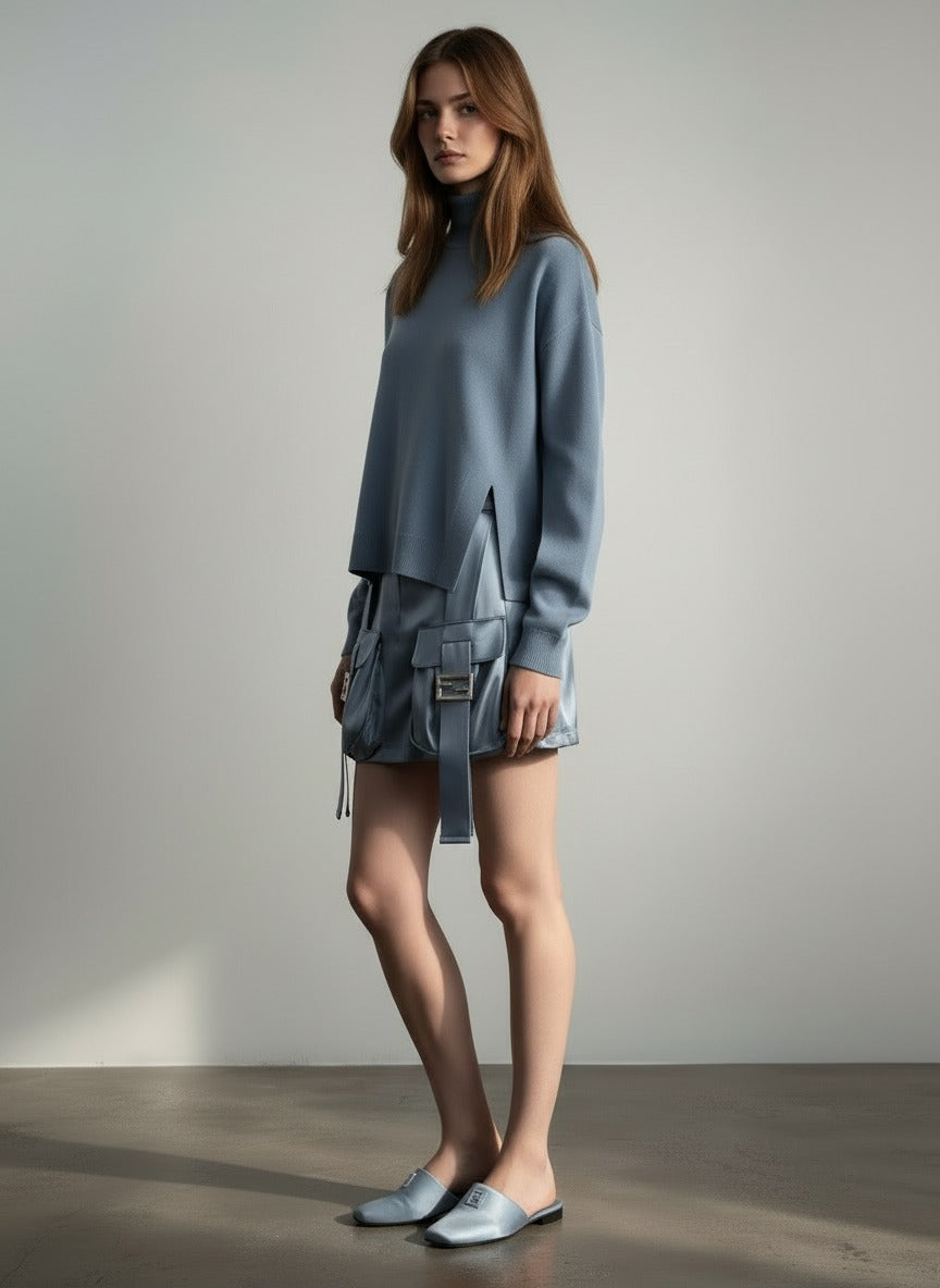 Fendi Satin Cargo Mini Skirt (Resort 2023)